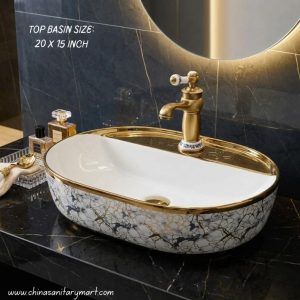 Marble Golden Wash Basin