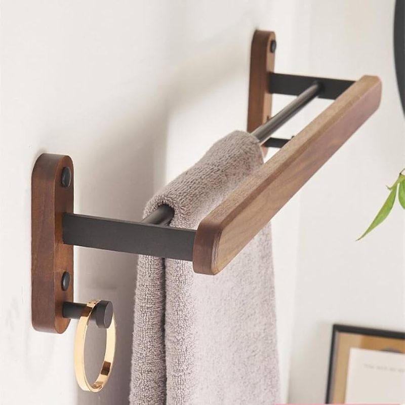 Wood and Metal Folding Towel Rail