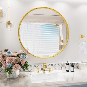 Round Gold Frame Bathroom Mirror