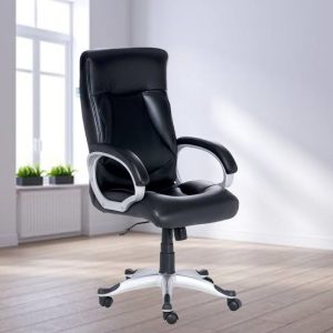 Executive High Back Chair, Black Leather