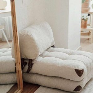 Folding Floor Daybed, Cream