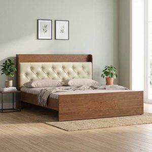 King Size Bed with Cushioned Headboard