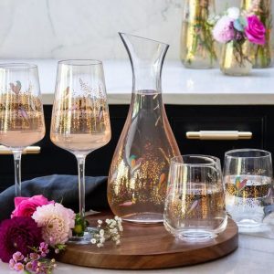 Decorative Champagne Glass and Carafe Set