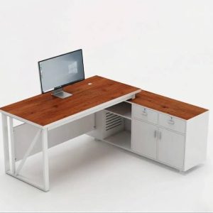 L-Shaped Office Desk with Drawer Set