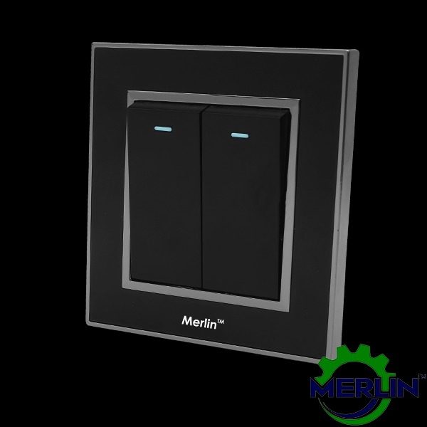 Merlin Black 2 Gang Switch