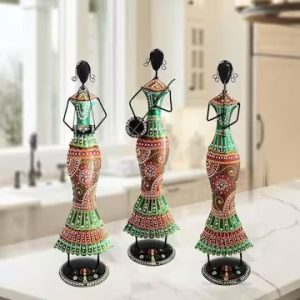 Handcrafted Iron Lady Figurine Set